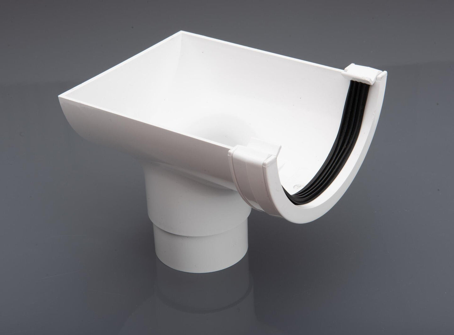 Round Guttering Stopend Outlet for 112mm 112mm Gutter - Plastic Drainage-0