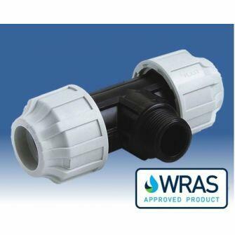 32mm x 3/4" MDPE PIPE MALE ADAPTOR TEE-0