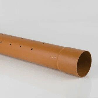 110mm x 3m Perforated Underground Drainage Pipe Single Socket-0