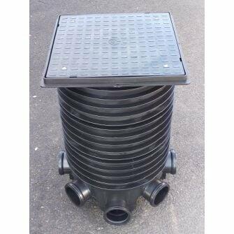 450mm x 865mm Inspection Chamber Set 5-Inlet C/W Square 50KN Plastic Cover-0