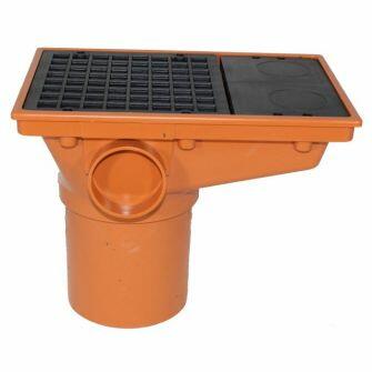 Rectangular Hopper 140mm Spigot c/w PP Black Grid For 110mm Underground Drainage Pipe-0