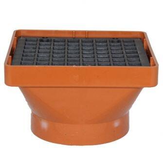 Square Hopper Solvent Socket (comes with square PP plastic black grid) For 110mm Underground Drainage Pipe