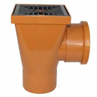 Back Inlet Square Hopper (comes with PP plastic black grid) For 110mm Underground Drainage Pipe